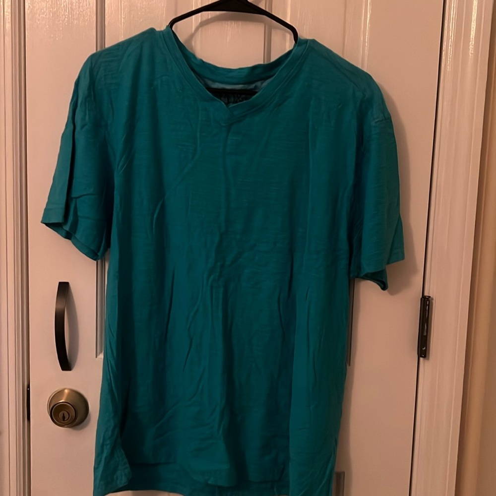 Turquoise tee shirt. V neck. Barely worn. Great quality material.